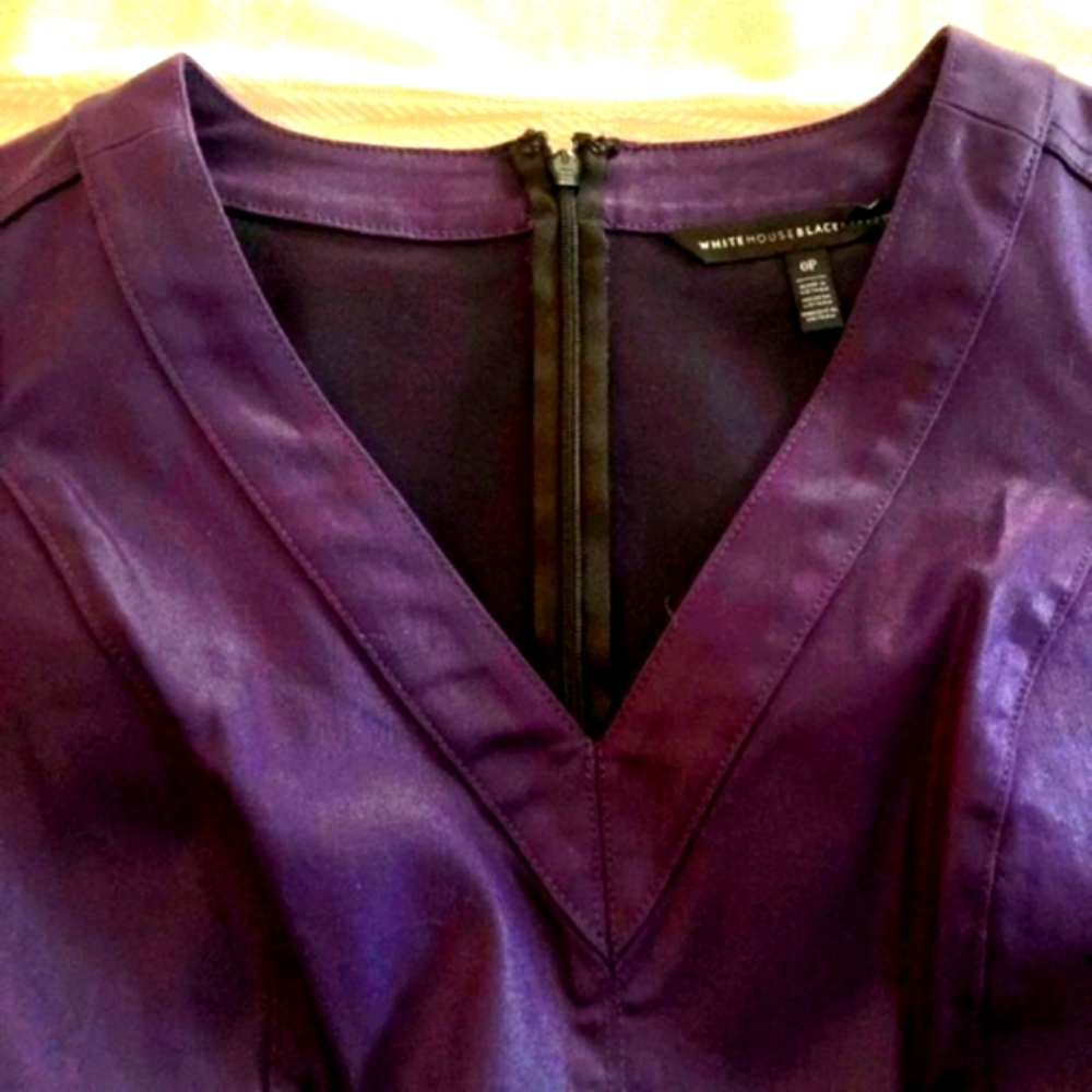 🔥HOST PICK🔥WHBM COATED PLUM V-NECK DRESS SIZE OP - Picture 2 of 7